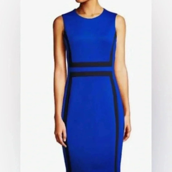 Calvin Klein Color Block Sheath Dress Size 8P - Picture 2 of 10